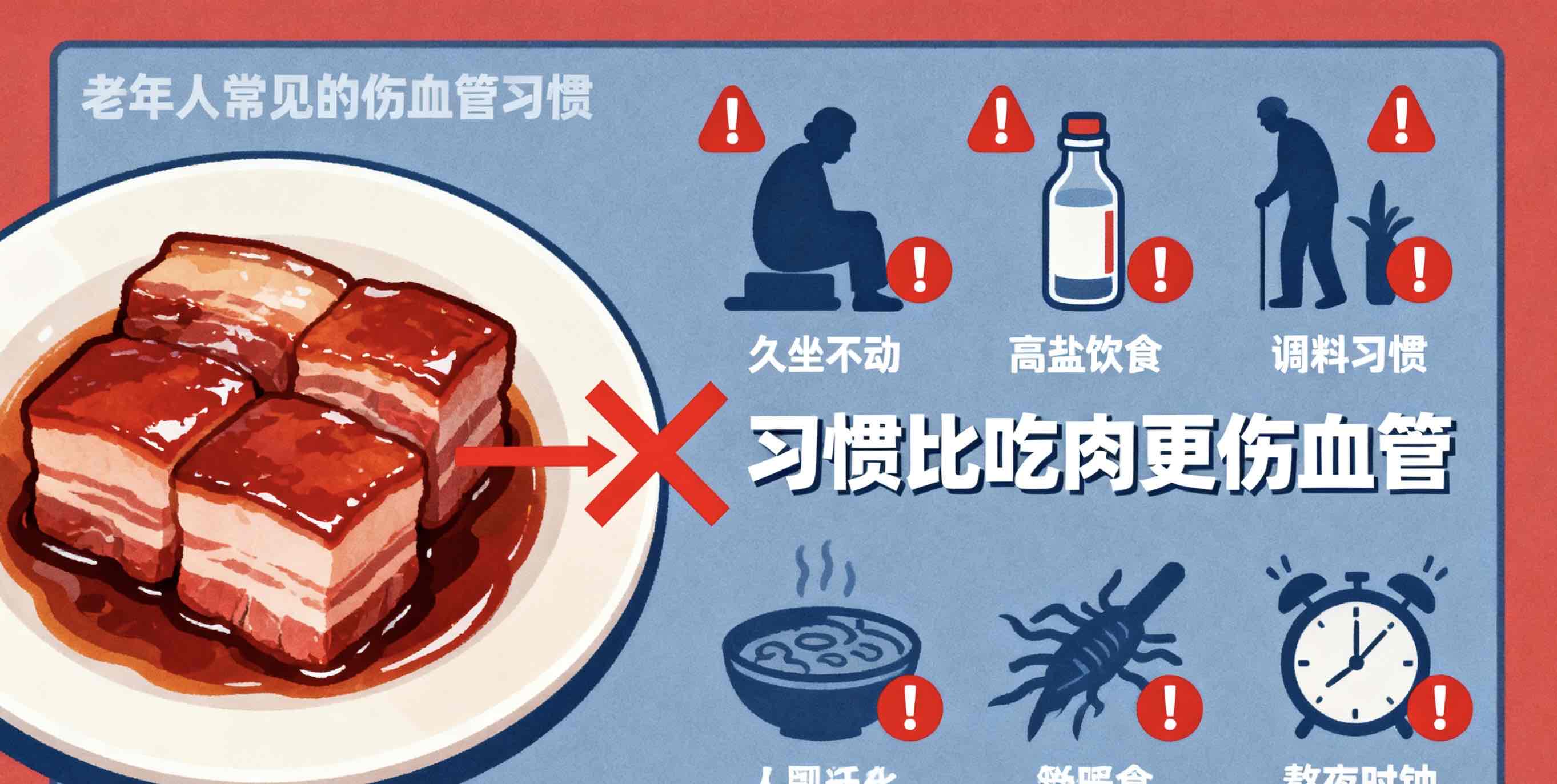 血管堵塞的“真凶”不是肉!老年人这几个习惯,比吃肉更危险 血管堵塞的“真凶”不是肉!老年人这几个习惯,比吃肉更危险